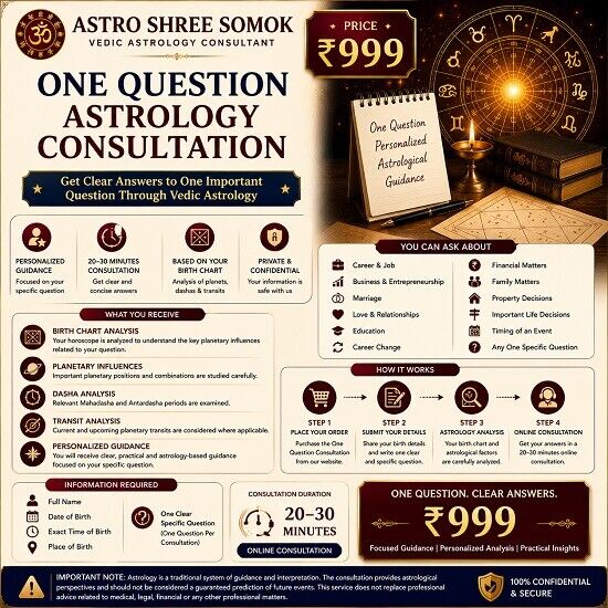One Question Astrology Consultation Astrologer Shree Somok - Best Astrologer in Kolkata India One Question Astrology Consultation
